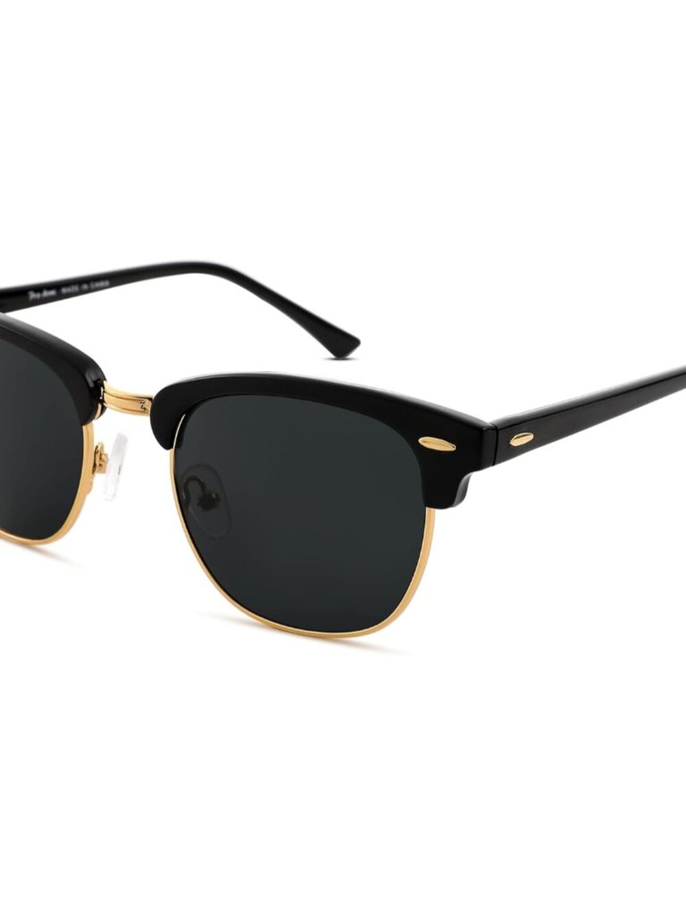 UV400 Semi-Rimless Square Sunglasses for Men Women - 100% Real Glass Lens,Anti-G